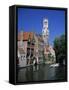 Belfry and Canal, Bruges, Belgium-Gavin Hellier-Framed Stretched Canvas