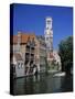 Belfry and Canal, Bruges, Belgium-Gavin Hellier-Stretched Canvas