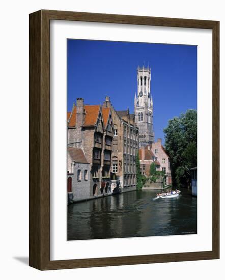 Belfry and Canal, Bruges, Belgium-Gavin Hellier-Framed Photographic Print