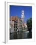 Belfry and Canal, Bruges, Belgium-Gavin Hellier-Framed Photographic Print