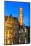 Belfry at Twilight, Historic Center of Bruges, UNESCO World Heritage Site, Belgium, Europe-G&M-Mounted Photographic Print