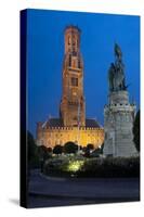 Belfry Tower at Dusk in Bruges, UNESCO World Heritage Site, Belgium, Europe-Charles Bowman-Stretched Canvas