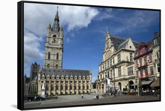 Belfry Tower in Saint Bavo's square, city centre, Ghent, West Flanders, Belgium, Europe-Peter Barritt-Framed Stretched Canvas