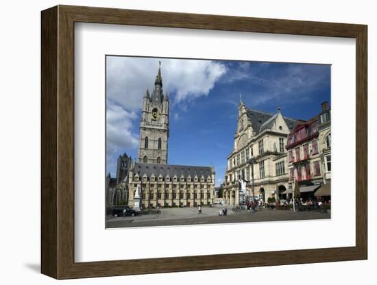 Belfry Tower in Saint Bavo's square, city centre, Ghent, West Flanders, Belgium, Europe-Peter Barritt-Framed Photographic Print