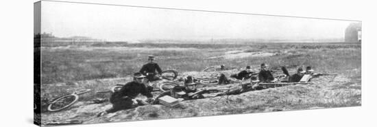 Belgian Bicycle Troops Using Hotchkiss Machine Guns in Haelen, Belgium, August 1914-Montigny-Stretched Canvas