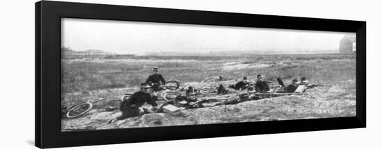 Belgian Bicycle Troops Using Hotchkiss Machine Guns in Haelen, Belgium, August 1914-Montigny-Framed Giclee Print