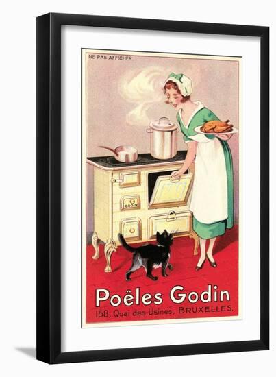 Belgian Cook and Cat-null-Framed Art Print