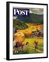 "Belgian Horse Farm," Saturday Evening Post Cover, October 8, 1949-John Clymer-Framed Giclee Print