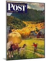 "Belgian Horse Farm," Saturday Evening Post Cover, October 8, 1949-John Clymer-Mounted Premium Giclee Print