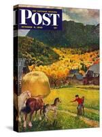 "Belgian Horse Farm," Saturday Evening Post Cover, October 8, 1949-John Clymer-Stretched Canvas