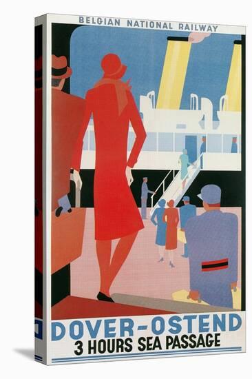 Belgian National Railway Poster, Channel Crossing-Found Image Press-Stretched Canvas