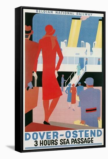 Belgian National Railway Poster, Channel Crossing-Found Image Press-Framed Stretched Canvas