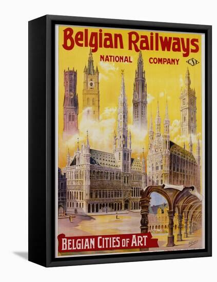 Belgian Railways - Belgian Cities of Art Poster-S. Rader-Framed Stretched Canvas