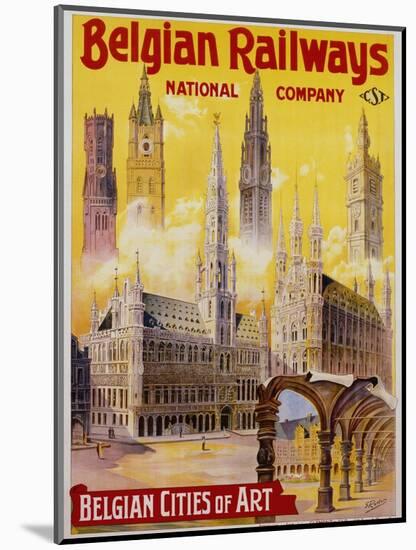 Belgian Railways - Belgian Cities of Art Poster-S. Rader-Mounted Giclee Print