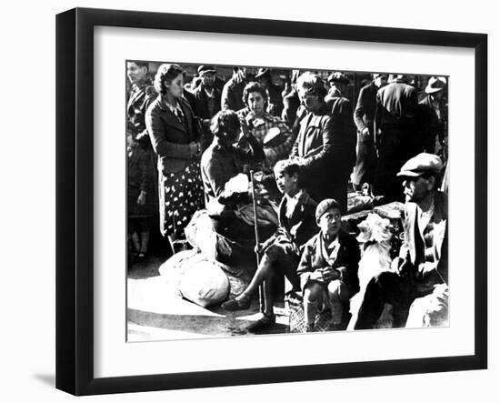 Belgian Refugees with their Bicycles and Possessions Outside the Gare Du Nord, Paris, July 1940-null-Framed Giclee Print