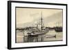 Belgisches Kriegsschiff Im Hafen,Besatzung,Ruderboot-null-Framed Giclee Print