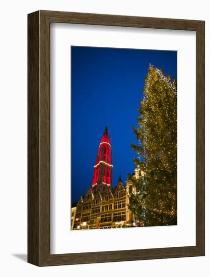 Belgium, Antwerp. Groenplaats, Onze-Lieve-Vrouwekathedraal cathedral-Walter Bibikow-Framed Photographic Print