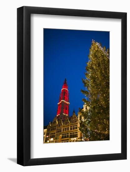 Belgium, Antwerp. Groenplaats, Onze-Lieve-Vrouwekathedraal cathedral-Walter Bibikow-Framed Photographic Print