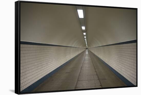 Belgium, Antwerp. St. Anna Tunnel, pedestrian tunnel under the Scheldt River-Walter Bibikow-Framed Stretched Canvas