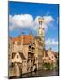 Belgium, Bruges. Belfry of Bruges at the junction of the Groenerei and Dijver canals.-Julie Eggers-Mounted Photographic Print