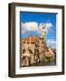 Belgium, Bruges. Belfry of Bruges at the junction of the Groenerei and Dijver canals.-Julie Eggers-Framed Photographic Print