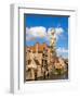 Belgium, Bruges. Belfry of Bruges at the junction of the Groenerei and Dijver canals.-Julie Eggers-Framed Photographic Print