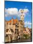 Belgium, Bruges. Belfry of Bruges at the junction of the Groenerei and Dijver canals.-Julie Eggers-Mounted Photographic Print