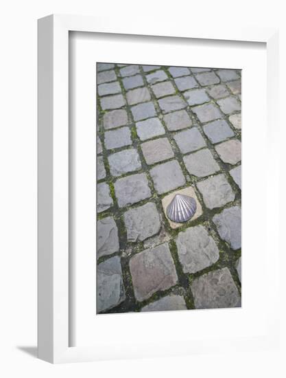 Belgium, Bruges. Bronze seashell marking of the Camino de Santiago.-Walter Bibikow-Framed Photographic Print