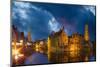 Belgium, Bruges. Buildings reflect in canal at twilight.-Jaynes Gallery-Mounted Photographic Print