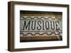 Belgium, Bruges. Music shop street mosaic-Walter Bibikow-Framed Photographic Print