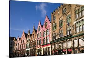 Belgium, Bruges. The Markt, market square buildings-Walter Bibikow-Stretched Canvas