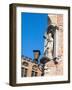 Belgium, Brugge. A stone statue on the cornerstone of a building.-Julie Eggers-Framed Photographic Print