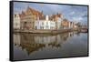 Belgium, Brugge, Canal and Reflection-Hollice Looney-Framed Stretched Canvas