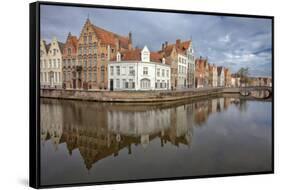 Belgium, Brugge, Canal and Reflection-Hollice Looney-Framed Stretched Canvas