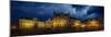 Belgium, Brugge. Panoramic of medieval architecture and square at night.-Jaynes Gallery-Mounted Photographic Print