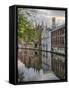 Belgium, Brugge, West Flanders, Canal Scene with homes and Bridge-Terry Eggers-Framed Stretched Canvas