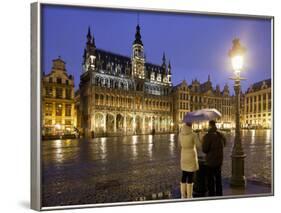 Belgium, Brussels, Grand-Place, Grote Market, Couple, Evening-Rainer Mirau-Framed Photographic Print