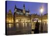 Belgium, Brussels, Grand-Place, Grote Market, Couple, Evening-Rainer Mirau-Stretched Canvas