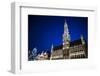 Belgium, Brussels. Grand Place, Holiday lights with a Christmas tree-Walter Bibikow-Framed Photographic Print