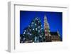 Belgium, Brussels. Grand Place, Holiday lights with a Christmas tree-Walter Bibikow-Framed Photographic Print