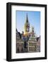 Belgium, Flanders, Ghent (Gent). Old Post Office clocktower and medieval guild houses on Graslei.-Jason Langley-Framed Photographic Print