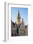 Belgium, Flanders, Ghent (Gent). Old Post Office clocktower and medieval guild houses on Graslei.-Jason Langley-Framed Photographic Print