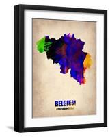 Belgium Watercolor Map-NaxArt-Framed Art Print