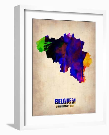 Belgium Watercolor Map-NaxArt-Framed Art Print