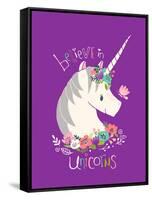 Believe in Unicorns on Purple-Heather Rosas-Framed Stretched Canvas