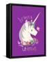 Believe in Unicorns on Purple-Heather Rosas-Framed Stretched Canvas