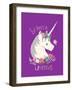 Believe in Unicorns on Purple-Heather Rosas-Framed Art Print