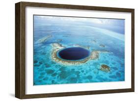 Belize Aerial of Belize Blue Hole-null-Framed Photographic Print