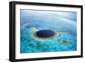 Belize Aerial of Belize Blue Hole-null-Framed Photographic Print