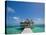 Belize, Ambergris Caye, San Pedro, Ramons Village Resort Pier and Palapa-Jane Sweeney-Stretched Canvas